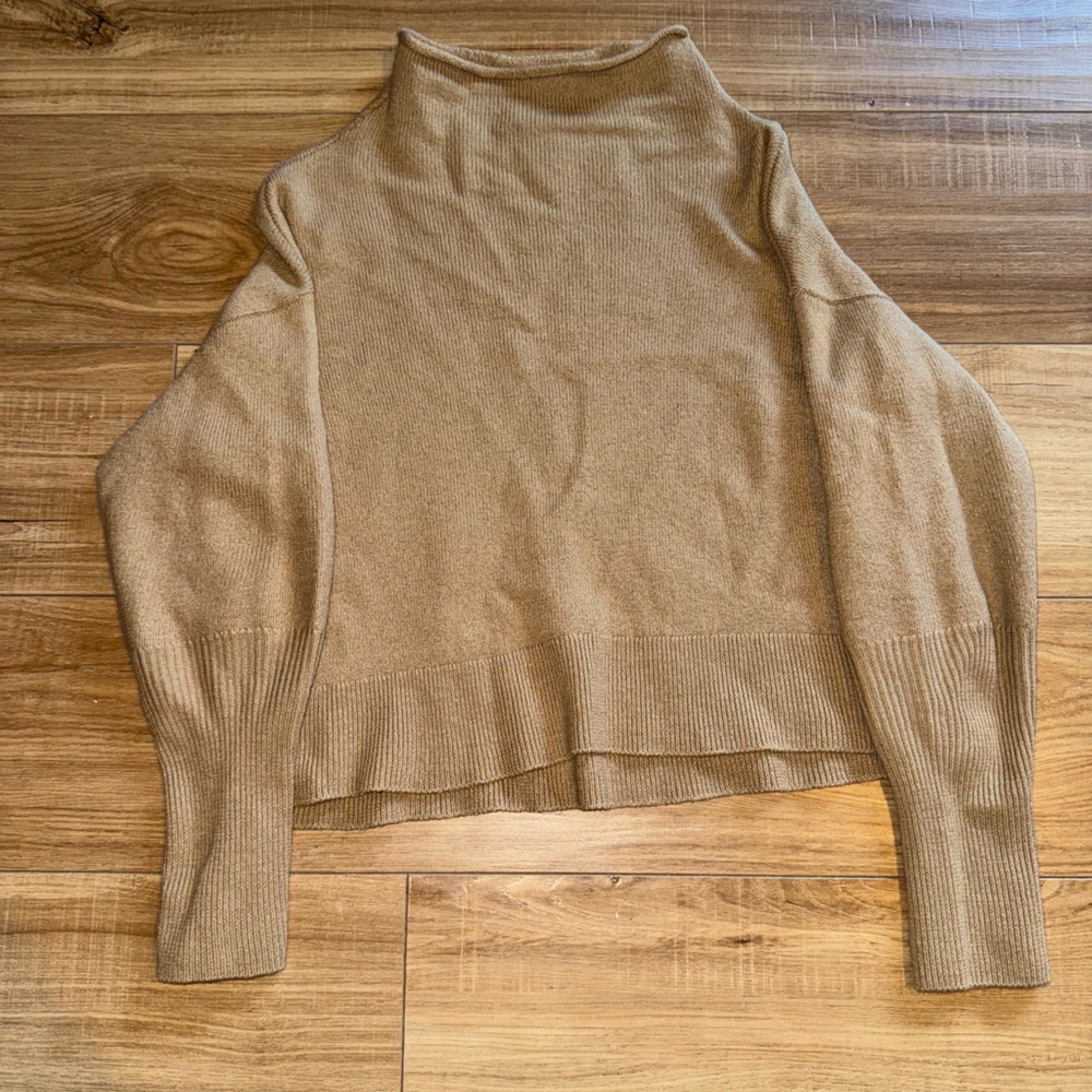 Wilfred Tan Knit Cropped Sweater